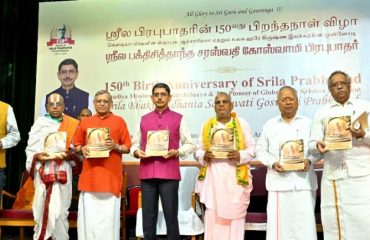 Thiru. R.N. Ravi, Hon’ble Governor of Tamil Nadu, participated at the 150th Advent Commemoration of Srila Bhakti Siddhanta Saraswati Goswami Prabhupad and World Vaishnav Conference as chief guest and released the souvenir, at Vivekananda Auditorium, Anna University, Chennai on 14.07.2024.