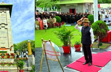 Hon’ble Governor of Tamil Nadu, along with the war heroes paid homage to Martyrs, on the occasion of Kargil Vijay Diwas, at Victory War memorial, Chennai - 26.07.2024.