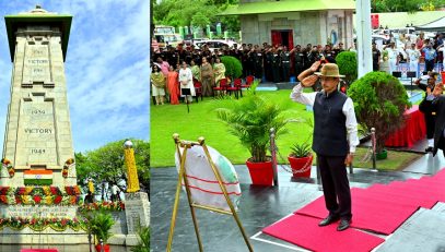 Hon’ble Governor of Tamil Nadu, along with the war heroes paid homage to Martyrs, on the occasion of Kargil Vijay Diwas, at Victory War memorial, Chennai - 26.07.2024.