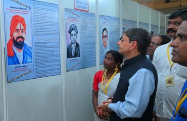 Thiru. R.N.Ravi, Hon'ble Governor of Tamil Nadu, inaugurated an art exhibition dedicated to the unsung national freedom fighters of Tamil Nadu at SNDJA - Vivekananda Vidyalaya Junior College, Vyasarpadi, Chennai - 11.08.2024.