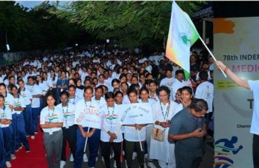 Thiru.R.N.Ravi, Hon'ble Governor of Tamil Nadu, flagged off the 'Freedom Run' as part of Har Ghar Tiranga in the run-up to the 78th Independence Day celebrations organised by The Tamil Nadu Dr.M.G.R.Medical University , Near Olcott School, Besant Nagar, Chennai. The marathon event witnessed enthusiastic participation from college students, youth and fitness enthusiasts, showcasing collective commitment to national pride and holistic well-being -11.08.2024.