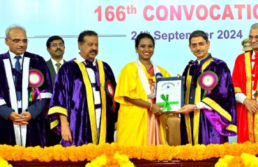 Thiru.R.N.Ravi, Hon’ble Governor of Tamil Nadu and Chancellor of the University of Madras, presented the degrees and medals to students at the 166th convocation of the University of Madras, at Senate House, University of Madras, Chennai on 24.09.2024. Chief Guest Dr.Anil Kakodkar, Padma Vibhushan awardee and Chancellor of Homi Bhabha National Institute, Mumbai, delivered convocation address. Dr.K.Ponmudy, Hon’ble Minister for Higher Education and other dignitaries were present.