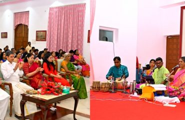 Thiru.R.N.Ravi, Hon’ble Governor of Tamil Nadu and Tmt.Laxmi Ravi, First Lady of Tamil Nadu, performed Navaratri Puja, inaugurated 10 day long Navaratri Kolu celebration and witnessed the Villuppattu by Kalaimamani Tmt. Bharathi Thirumagan & troupe, at Raj Bhavan, Chennai - 03.10.2024.