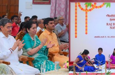 Thiru.R.N.Ravi, Hon'ble Governor of Tamil Nadu and Tmt.Laxmi Ravi, First Lady of Tamil Nadu, witnessed the Devotional Song performance of Tmt. Jayashree Jayaramakrishnan and her troupe on the eighth day of Golu, at Raj Bhavan, Chennai - 10.10.2024. Dance performance on Tribute to the Deities by the Students of Akshara Natyalaya also captivated the audience.