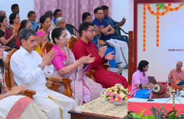 Thiru.R.N.Ravi, Hon'ble Governor of Tamil Nadu and Tmt.Laxmi Ravi, First Lady of Tamil Nadu, witnessed the Devotional Song performance of Master H. Sooryanarayanan and his troupe on the ninth day of Golu, at Raj Bhavan, Chennai - 11.10.2024. Devotional Song performance by Thiru.R.P.Sharavan and his troupe also captivated the audience.