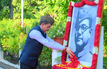 Thiru. R. N. Ravi, Hon’ble Governor of Tamil Nadu, paid floral tribute to the portrait of Netaji Subhas Chandra Bose at Raj Bhavan, Chennai - 21.10.2024, commemorating the anniversary of establishing the Provisional Government of Free India on this date in 1943 under Netaji's charismatic leadership.