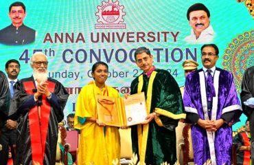 Thiru. R.N.Ravi, Hon’ble Governor of Tamil Nadu and Chancellor, Anna University presented the medals and degrees to 1,15,393 students at 45th Annual Convocation of the Anna University at Vivekananda Auditorium, Anna University, Chennai - 27.10.2024. Prof. Anil D. Sahasrabudhe, Chairman, Executive Committee, National Assessment and Accreditation Council, Government of India participated as chief guest and delivered the convocation address, Dr.K.Gopal, Additional Chief Secretary, Department of Higher Education, Government of Tamil Nadu and other dignitaries were present.