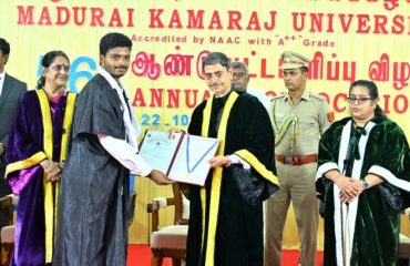 Thiru. R.N.Ravi, Hon’ble Governor of Tamil Nadu and Chancellor, Madurai Kamaraj University presented the medals and degrees to 55,084 students at 56th Annual Convocation of the Madurai Kamaraj University at Dr. Mu. Varatharasanar Arangam, Madurai - 22.10.2024. Dr. Sudha Seshayyan, Vice Chairperson, Central Institute of Classical Tamil, Chennai and other dignitaries were present.