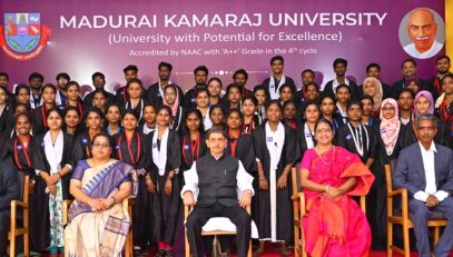 Thiru. R.N.Ravi, Hon’ble Governor of Tamil Nadu and Chancellor, Madurai Kamaraj University presented the medals and degrees to 55,084 students at 56th Annual Convocation of the Madurai Kamaraj University at Dr. Mu. Varatharasanar Arangam, Madurai - 22.10.2024. Dr. Sudha Seshayyan, Vice Chairperson, Central Institute of Classical Tamil, Chennai and other dignitaries were present.