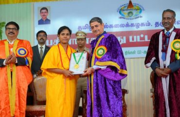 Thiru. R.N.Ravi, Hon’ble Governor of Tamil Nadu and Chancellor of the Tamil University, Thanjavur presented the medals and degrees to 659 students at the 14th convocation of the Tamil University at Karikalcholan Kalaiyarangam, Thanjavur - 19.10.2024. Prof. Dr. N. Panchanatham, Vice-Chancellor, The Gandhigram Rural Institute (Deemed to be University), Dindigul, Prof. Thiru. V. Thiruvalluvan, Vice-Chancellor, Tamil University and other dignitaries were present.