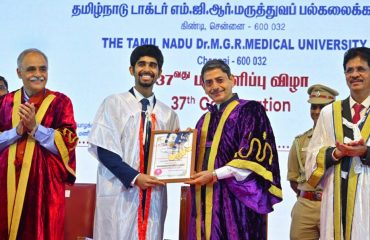 Thiru. R.N.Ravi, Hon’ble Governor of Tamil Nadu and Chancellor, The Tamil Nadu Dr. M.G.R. Medical University presented the medals and degrees to 35,793 students at 37th Convocation of The Tamil Nadu Dr. M.G.R. Medical University at Silver Jubilee Auditorium, The Tamil Nadu Dr. M.G.R. Medical University, Chennai - 24.10.2024. Prof. Dr. Vivek Lal, Director, Postgraduate Institute of Medical Education and Research, Chandigarh participated as chief guest and delivered the convocation address. Prof. Dr. K. Narayanasamy, Vice-Chancellor, The Tamil Nadu Dr. M.G.R. Medical University and other dignitaries were present.