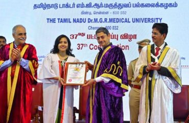 Thiru. R.N.Ravi, Hon’ble Governor of Tamil Nadu and Chancellor, The Tamil Nadu Dr. M.G.R. Medical University presented the medals and degrees to 35,793 students at 37th Convocation of The Tamil Nadu Dr. M.G.R. Medical University at Silver Jubilee Auditorium, The Tamil Nadu Dr. M.G.R. Medical University, Chennai - 24.10.2024. Prof. Dr. Vivek Lal, Director, Postgraduate Institute of Medical Education and Research, Chandigarh participated as chief guest and delivered the convocation address. Prof. Dr. K. Narayanasamy, Vice-Chancellor, The Tamil Nadu Dr. M.G.R. Medical University and other dignitaries were present.