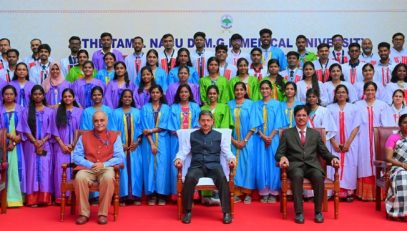 Thiru. R.N.Ravi, Hon’ble Governor of Tamil Nadu and Chancellor, The Tamil Nadu Dr. M.G.R. Medical University presented the medals and degrees to 35,793 students at 37th Convocation of The Tamil Nadu Dr. M.G.R. Medical University at Silver Jubilee Auditorium, The Tamil Nadu Dr. M.G.R. Medical University, Chennai - 24.10.2024. Prof. Dr. Vivek Lal, Director, Postgraduate Institute of Medical Education and Research, Chandigarh participated as chief guest and delivered the convocation address. Prof. Dr. K. Narayanasamy, Vice-Chancellor, The Tamil Nadu Dr. M.G.R. Medical University and other dignitaries were present.