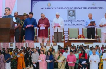 Thiru. R.N.Ravi, Hon'ble Governor of Tamil Nadu, participated as chief guest at the 149th birthday celebration of Sardar Vallabhbhai Patel and administered the 'National Unity Day pledge' to the participants and students at the function held at Raj Bhavan, Chennai - 31.10.2024.