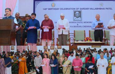 Thiru. R.N.Ravi, Hon'ble Governor of Tamil Nadu, participated as chief guest at the 149th birthday celebration of Sardar Vallabhbhai Patel and administered the 'National Unity Day pledge' to the participants and students at the function held at Raj Bhavan, Chennai - 31.10.2024.