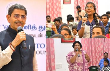 Thiru. R.N.Ravi, Hon’ble Governor of Tamil Nadu, interacted with Young Achievers at Governor’s ‘Think To Dare’ Series 17 : a live interaction programme held on the occasion of Children's day, at Raj Bhavan's Bharathiar Mandapam - 14.11.2024.