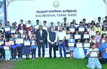 Thiru. R.N.Ravi, Hon’ble Governor of Tamil Nadu, felicitated 63 Young Achievers from various field at Governor’s ‘Think To Dare’ Series 17 : a live interaction programme held on the occasion of Children's day, at Raj Bhavan's Bharathiar Mandapam - 14.11.2024.