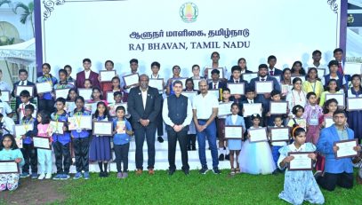 Thiru. R.N.Ravi, Hon’ble Governor of Tamil Nadu, felicitated 63 Young Achievers from various field at Governor’s ‘Think To Dare’ Series 17 : a live interaction programme held on the occasion of Children's day, at Raj Bhavan's Bharathiar Mandapam - 14.11.2024.