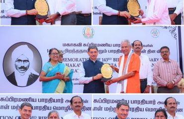 Thiru.R.N.Ravi, Hon’ble Governor of Tamil Nadu, felicitated 55 eminent Scholars across the Nation for their remarkable contribution to Indian Literature by translating the rich Tamil Literary works to other Indian languages and the outstanding literary works of other Indian languages to Tamil, in a function organised commemorating the 143rd birth anniversary of Mahakavi Subramania Bharathiar and Bharatiya Bhasha Diwas celebrations at Raj Bhavan, Chennai - 11.12.2024.