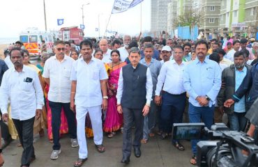 Thiru.R.N.Ravi, Hon’ble Governor of Tamil Nadu participated in the Tsunami Remembrance Day March along with the Fishermen Community People, paid floral tributes to the Tsunami victims and lit the candle marking the 20th anniversary of Tragic Tsunami at Marina Beach, Chennai - 26.12.2024.