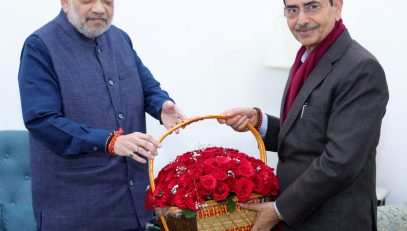 Thiru.R.N.Ravi, Hon'ble Governor of Tamil Nadu called on Thiru.Amit Shah, Hon'ble Union Home Minister and Minister of Cooperation, at New Delhi on 24.12.2024 and briefed him on the national security issues related to the state.