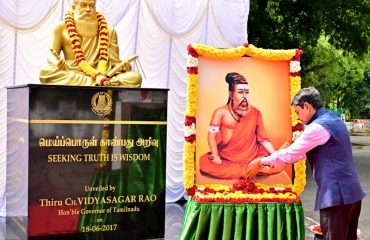 Thiru. R.N.Ravi, Hon’ble Governor of Tamil Nadu, paid floral tribute to the Portrait of Saint Thiruvalluvar, on the occasion of Thiruvalluvar day at Thiruvalluvar Statue, Raj Bhavan, Chennai - 15.01.2025.