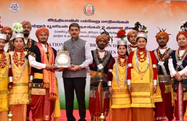 Thiru. R.N. Ravi, Hon'ble Governor of Tamil Nadu, felicitated the cultural artists who performed spectacular Rai Lok Nritya (Uttar Pradesh), Thangta & Dhol Dholak Cholam (Manipur), Ka Shad Mastieh (Meghalaya), Sangrian Mog Folk Dance (Tripura) on the occasion of the Foundation Day Celebrations of various States and Union Territories of India, held at Raj Bhavan, Chennai - 21.01.2025.