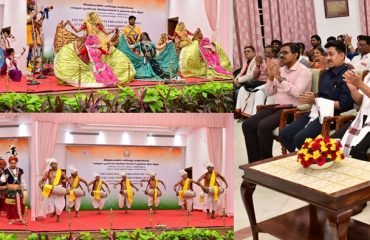 Thiru. R.N. Ravi, Hon'ble Governor of Tamil Nadu, witnessed the fantastic dance performances of Rai Lok Nritya (Uttar Pradesh), Thangta & Dhol Dholak Cholam (Manipur), Ka Shad Mastieh (Meghalaya), Sangrian Mog Folk Dance (Tripura) on the occasion of the Foundation Day Celebrations of various States and Union Territories of India, held at Raj Bhavan, Chennai - 21.01.2025.