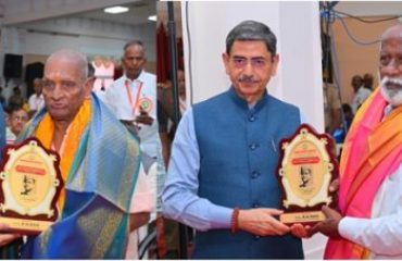 Thiru. R.N. Ravi, Hon'ble Governor of Tamil Nadu felicitated the INA veterans Thiru. Sonamuthu Pillai, Thiru. Govindaraj, Thiru. R. Manickam Thiru. S. M. Michale and freedom fighters at the 128th birth anniversary celebration of Netaji Subhas Chandra Bose at Bharathidasan University, Tiruchirappalli District - 23.01.2025. Hon'ble Governor of Tamil Nadu released the book “The Sweat, Blood and Tears of INA Veterans of Tamil Nadu” at the function.