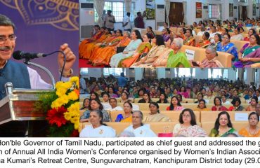 Thiru.R.N.Ravi, Hon'ble Governor of Tamil Nadu, participated as chief guest and addressed the gathering at the inaugural session of Annual All India Women’s Conference organised by Women’s Indian Association, Chennai at Brahama Kumari’s Retreat Centre, Sunguvarchatram, Kanchipuram District - 29.01.2025