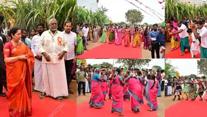 Thiru. R.N. Ravi, Hon'ble Governor of Tamil Nadu and Tmt. Laxmi Ravi, First Lady of Tamil Nadu, celebrated Pongal with the Natural Farmers, members of the society and witnessed traditional dance forms, at Musiri Institute of Technology (MIT), Musiri, Tiruchirappalli district - 11.01.2025.