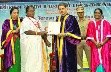 Thiru. R.N.Ravi, Hon'ble Governor of Tamil Nadu and Chancellor, Mother Teresa Women's University, Kodaikanal presented the medals and degrees to 6,587 students at 31st Convocation of the Mother Teresa Women's University at Paavaiyar Arangam, Mother Teresa Women's University, Kodaikanal, Dindigul District - 23.10.2024. Prof. Santishree Dhulipudi Pandit, Vice-Chancellor, Jawaharlal Nehru University, New Delhi, participated as chief guest and delivered the convocation address. Dr.K.Kala, Vice-Chancellor, Mother Teresa Women's University and other dignitaries were present.