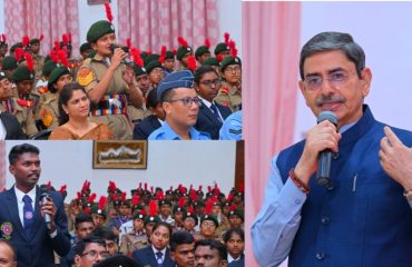 Thiru.R.N.Ravi, Hon'ble Governor of Tamil Nadu, interacted with the NCC and NSS Republic Day-2025 Contingents from Tamil Nadu at the event hosted by Raj Bhavan, Chennai on 03.02.2025. Commodore S. Raghav, Deputy Director General,NCC Directorate (TN, P& AN), Dr. C. Samuel Chelliah, Regional Director, NSS Directorate, Tamil Nadu, Thiru. R. Kirlosh Kumar, I.A.S., Principal Secretary to Governor were present.