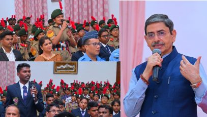 Thiru.R.N.Ravi, Hon'ble Governor of Tamil Nadu, interacted with the NCC and NSS Republic Day-2025 Contingents from Tamil Nadu at the event hosted by Raj Bhavan, Chennai on 03.02.2025. Commodore S. Raghav, Deputy Director General,NCC Directorate (TN, P& AN), Dr. C. Samuel Chelliah, Regional Director, NSS Directorate, Tamil Nadu, Thiru. R. Kirlosh Kumar, I.A.S., Principal Secretary to Governor were present.