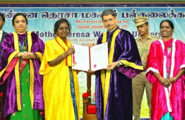 Thiru. R.N.Ravi, Hon'ble Governor of Tamil Nadu and Chancellor, Mother Teresa Women's University, Kodaikanal presented the medals and degrees to 6,587 students at 31st Convocation of the Mother Teresa Women's University at Paavaiyar Arangam, Mother Teresa Women's University, Kodaikanal, Dindigul District - 23.10.2024. Prof. Santishree Dhulipudi Pandit, Vice-Chancellor, Jawaharlal Nehru University, New Delhi, participated as chief guest and delivered the convocation address. Dr.K.Kala, Vice-Chancellor, Mother Teresa Women's University and other dignitaries were present.