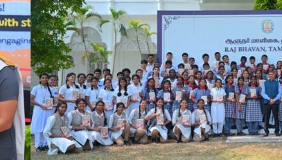 Thiru.R.N. Ravi, Hon'ble Governor of Tamil Nadu, along with the hundreds of Exam Warriors and students participated in the live streaming of the 8th edition of Hon'ble Prime Minister's Pariksha Pe Charcha-2025 at Raj Bhavan, Chennai on 10.02.2025. He distributed copies of 'Exam Warriors' to them and advised them to follow the tips in the book. Encouraging a fearless approach, he urged them to tackle their exams with positivity, self-assurance and clarity.