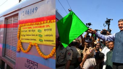 Thiru. R.N.Ravi, Hon’ble Governor of Tamil Nadu, flagged off the first train of “Kashi Tamil Sangamam 3.0” at Puratchi Thalaivar Dr. M.G. Ramachandran Central Railway Station, Chennai - 13.02.2025.