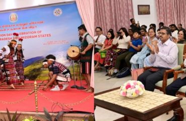 Thiru. R.N. Ravi, Hon'ble Governor of Tamil Nadu witnessed the fantastic dance performances of Juju Jaja (Arunachal Pradesh) and Cheraw dance (Mizoram) held on the occasion of the Arunachal Pradesh and Mizoram State Foundation Day Celebration, at Raj Bhavan, Chennai - 19.02.2025.