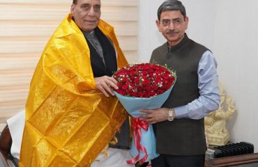 Thiru. R.N.Ravi, Hon’ble Governor of Tamil Nadu called on Thiru. Rajnath Singh, Hon’ble Minister for Defence, Govt. of India at New Delhi and discussed the issues related to Ex Servicemen and their families and also various welfare initiatives taken by the Government of India in the state of Tamil Nadu - 25.02.2025.