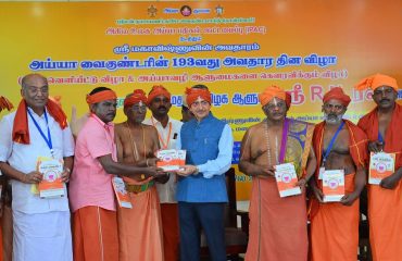 Thiru. R.N. Ravi, Hon'ble Governor of Tamil Nadu released the book “Lord Mahavishnu’s Incarnate Lord Ayya Vaikundar Sanatan Preachings” Published by International Ayya Pathis Confederation (IPAC) at the 193rd Ayya Vaikundar Avathara Dhina Festival at Azhagu Mahal, Chenkulam, Tirunelveli District - 28.02.2025