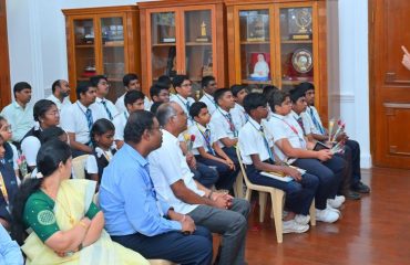 Thiru.R.N.Ravi, Hon'ble Governor of Tamil Nadu, had an insightful interaction with the bright young minds of VEL'S Vidhyalaya, Kovilpatti, Thoothukudi at Raj Bhavan, Chennai - 10.03.2025.