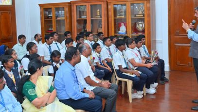Thiru.R.N.Ravi, Hon'ble Governor of Tamil Nadu, had an insightful interaction with the bright young minds of VEL'S Vidhyalaya, Kovilpatti, Thoothukudi at Raj Bhavan, Chennai - 10.03.2025.