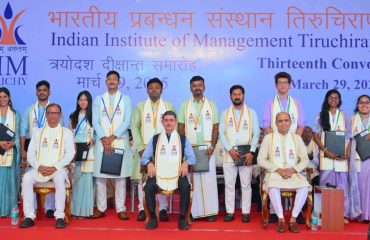 Thiru. R.N.Ravi, Hon’ble Governor of Tamil Nadu participated as chief guest and delivered the convocation address and presented the medals and degrees to 457 students at 13th annual convocation of Indian Institute of Management (IIM) Tiruchirappalli at IIM Tiruchirappalli Campus, Tiruchirappalli District on 29.03.2025. Thiru.Jalaj Dani, Chairman, Board of Governors, IIM - Tiruchirappalli, Dr.Pawan Kumar Singh, Director, IIM-Tiruchirappalli and other dignitaries were present.