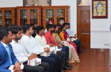 Thiru. R.N.Ravi, Hon'ble Governor of Tamil Nadu felicitated the candidates who have cleared the UPSC examination for the year 2024. The candidates have attended the Interview Guidance Session of Hon'ble Governor of Tamil Nadu held at Raj Bhavan, Chennai, on March 2025 at Annapoorna Hall, Raj Bhavan, Chennai - 24.04.2025