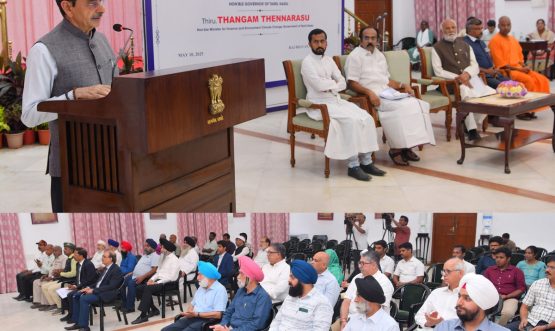 Thiru. R.N.Ravi, Hon'ble Governor of Tamil Nadu called for All Faith Meeting expressing solidarity to our Armed Forces at Bharthiar Mandapam, Raj Bhavan, Chennai on 10.05.2025 where representatives from various faiths participated. Thiru. Thangam Thennarasu, Hon'ble Minister for Finance and Environment Climate Change, Tamil Nadu, along with distinguished representatives from various faiths, notably members of the Sikh community, and Armed Forces veterans, participated in the event.