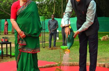 Thiru.R.N Ravi, Hon'ble Governor of Tamil Nadu and First Lady of Tamil Nadu Tmt. Laxmi Ravi along with champions and leaders of organic and natural farming and agro entrepreneurs planted 27 trees—each symbolizing a Nakshatra —under the ‘Ek Ped Maa Ke Naam’ campaign at Raj Bhavan, Chennai - 07.06.2025. The event was part of the World Environment Day celebrations.