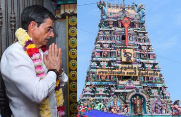 Thiru. R.N.Ravi, Hon’ble Governor of Tamil Nadu offered prayers to Sri Balasubrahmanyam and prayed for the good health, well-being of people and the peace & prosperity of our state and our Nation on the auspicious occasion of Vaikasi Visakam at Sri Balasubrahmanyam Temple, Siruvapuri, Thiruvallur District - 09.06.2025.