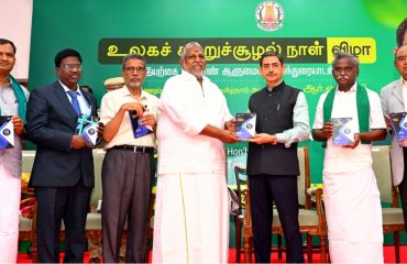 Thiru. R.N.Ravi, Hon'ble Governor of Tamil Nadu, released the Agricultural Scientific Tamil Society's 250th Tamil Edition book 'Veelan Poochiyiyal' at the World Environment Day Celebration – 2025, held at Raj Bhavan, Chennai - 07.06.2025. Hon'ble Governor felicitated 52 champions of organic and natural farming. The event witnessed over 300 organic farmers, natural farming leaders and agro-entrepreneurs from across Tamil Nadu.