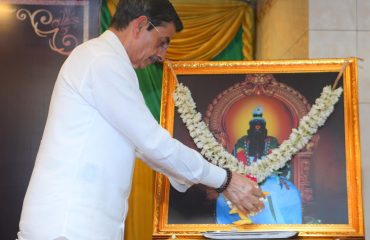 Thiru. R.N Ravi, Hon'ble Governor of Tamil Nadu paid floral tributes to the portrait of Thiruvalluvar at the Thiruvalluvar Thirunaal Vizha (Vaikasi Anusham – Thiruvalluvar Thirunaal) at Kumaran Anugraha, West Mambalam, Chennai - 09.06.2025.