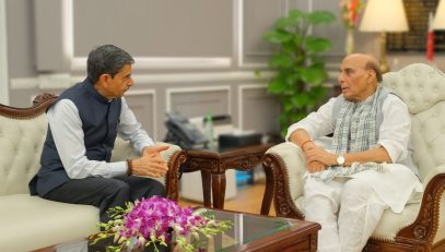 Thiru. R.N.Ravi, Hon'ble Governor of Tamil Nadu called on Hon'ble Raksha Mantri Thiru. Rajnath Singh had detailed discussions on a wide range of national issues, at New Delhi - 03.07.2025.